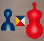 Blaue und rote Figur
