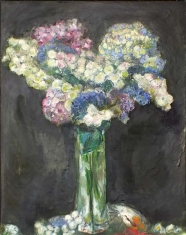 Tellerhortensia & Rotkehlchen