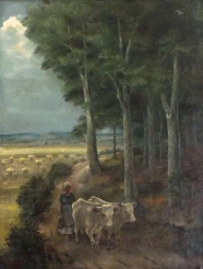 Magnus Zeller: Landschaft mit Bauernmädchen und Kühen